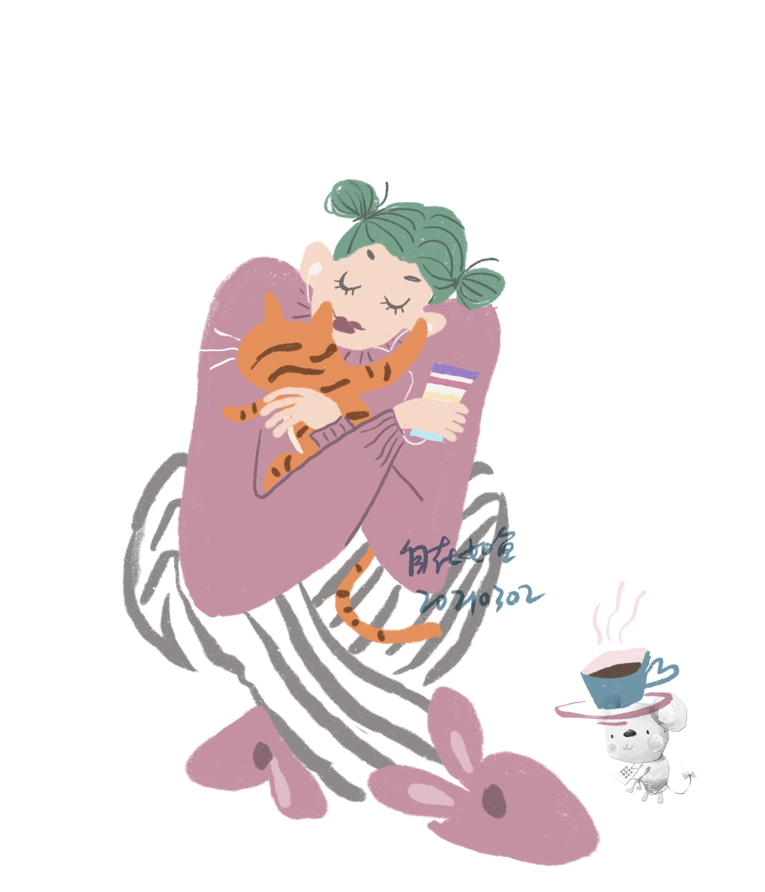 和喵星人抱团取暖[z大笑]