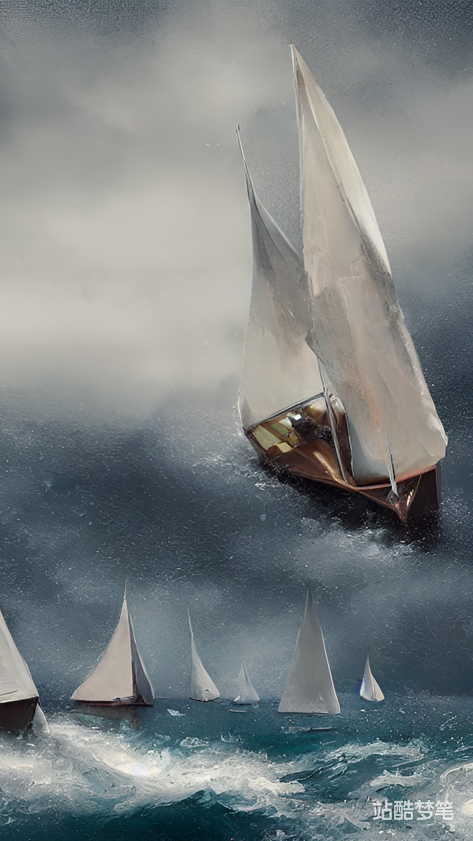 #站酷梦笔#暴雨中的航行的帆船