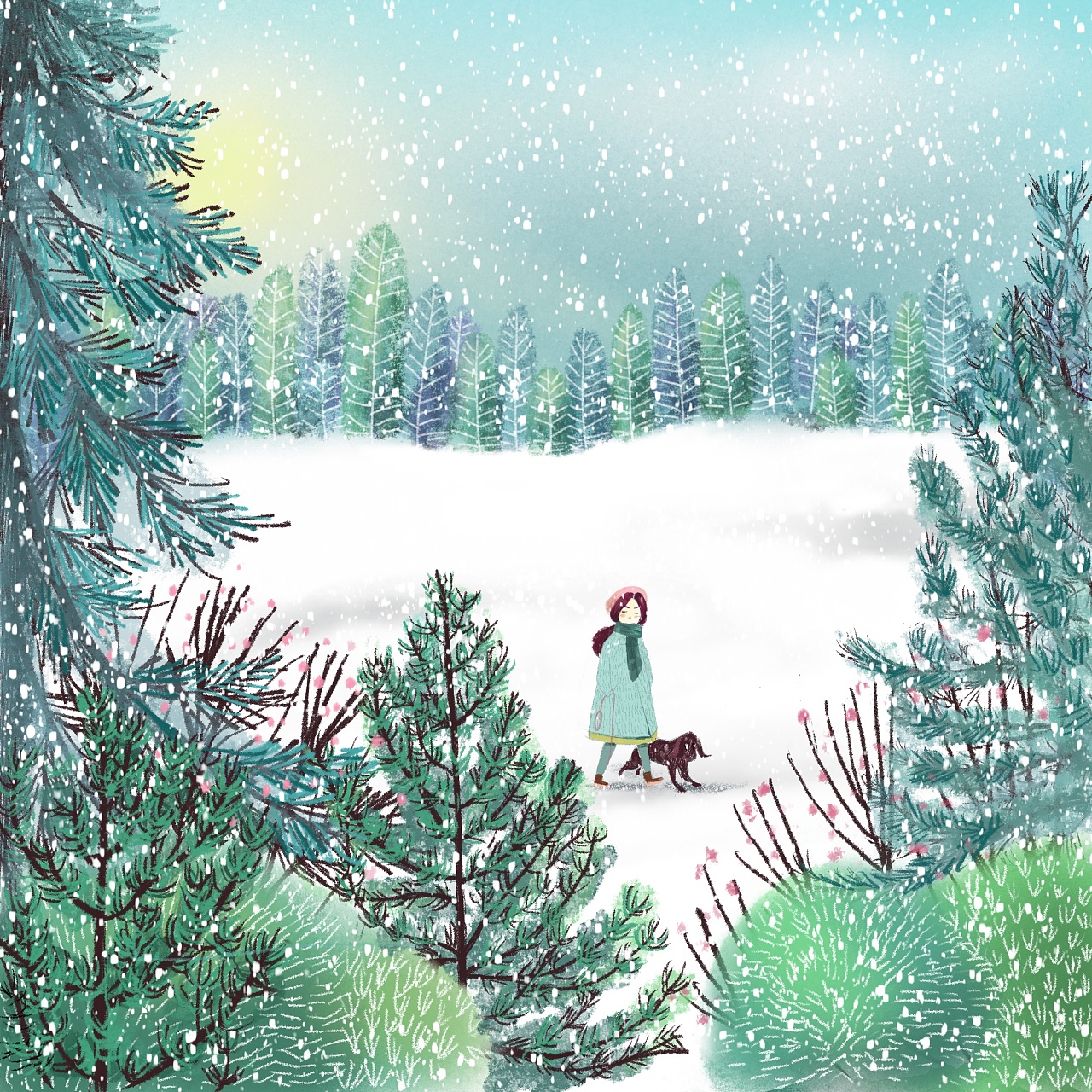 初春的雪是冬的告别|插画|儿童插画|午后呼噜猫 - 临摹作品 - 站酷