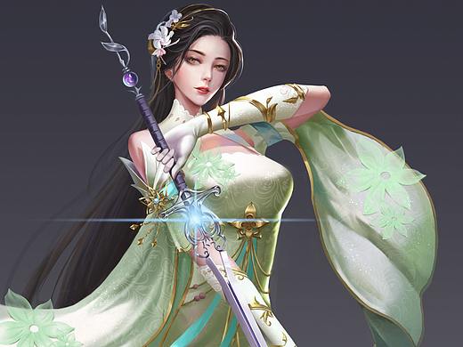 插画古风舞剑女子（个人主页-ZNDgzNDExNzI=） - 游戏原画 - 站酷设计师赛波螺原创素材 - 站酷ZCOOL