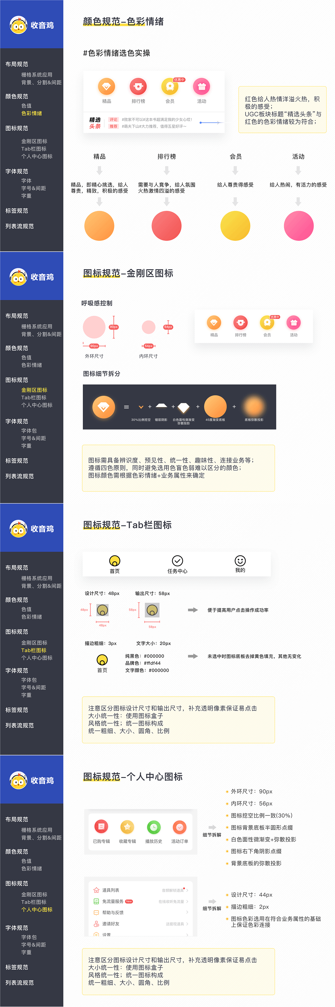 收音鸡设计规范（图ZMjk0MjEzNDQ0） - APP界面 - 站酷设计师莫妮卡007原创素材 - 站酷ZCOOL