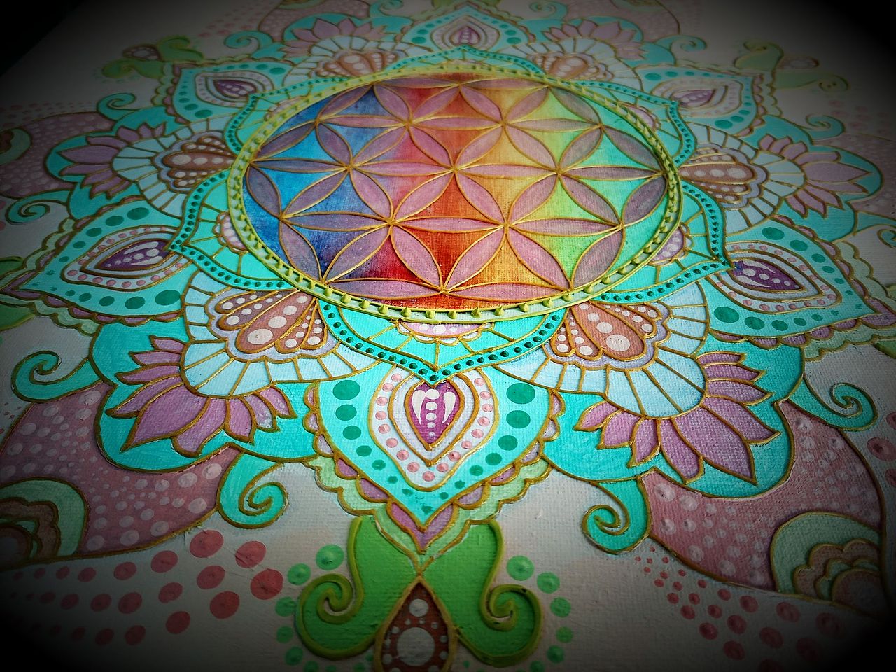 神圣几何图形，生命之花曼陀罗能量画