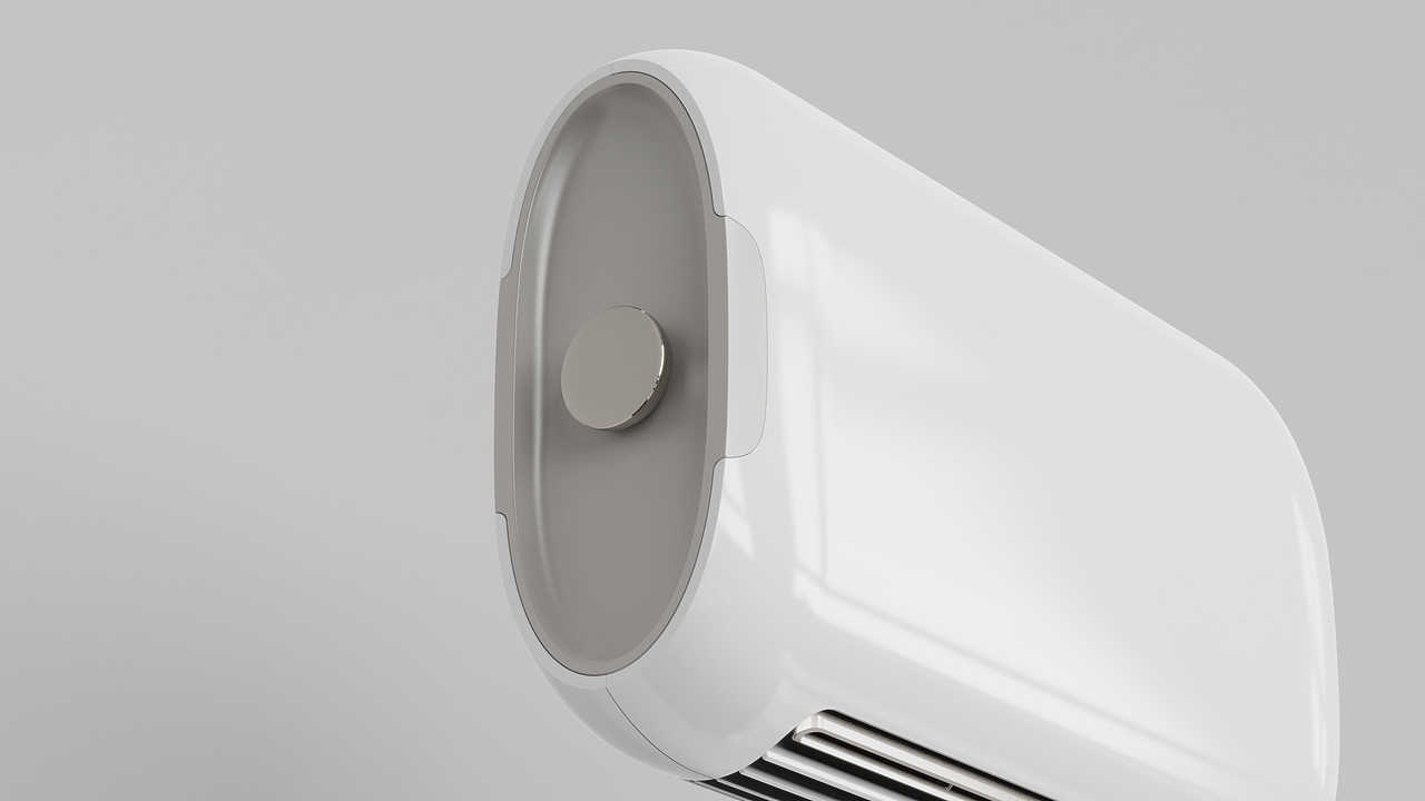 通过旋转侧板,可以让暖风机垂直立于地面使用