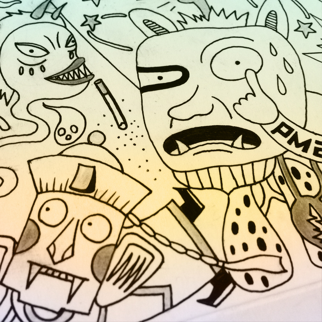 手绘涂鸦插画稿 百魔大