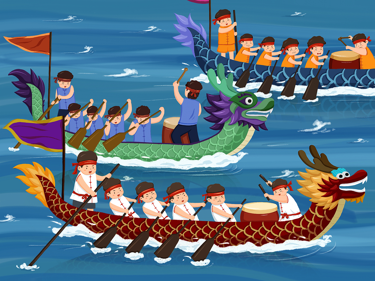 端午赛龙舟|插画|儿童插画|b面青年_原创作品-站酷zcool