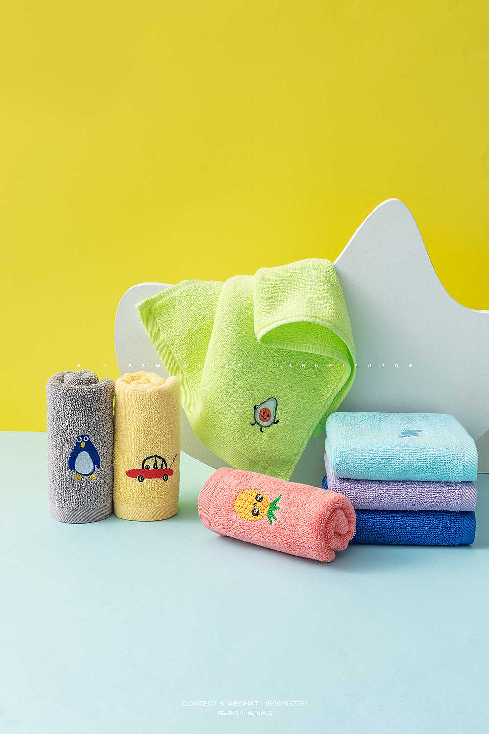 儿童毛巾摄影丨简木视觉 × 童巾方巾浴巾 产品静物拍摄（图ZMjIyMDQ3OTI0） - 产品摄影 - 站酷设计师简木视觉原创素材 - 站酷ZCOOL