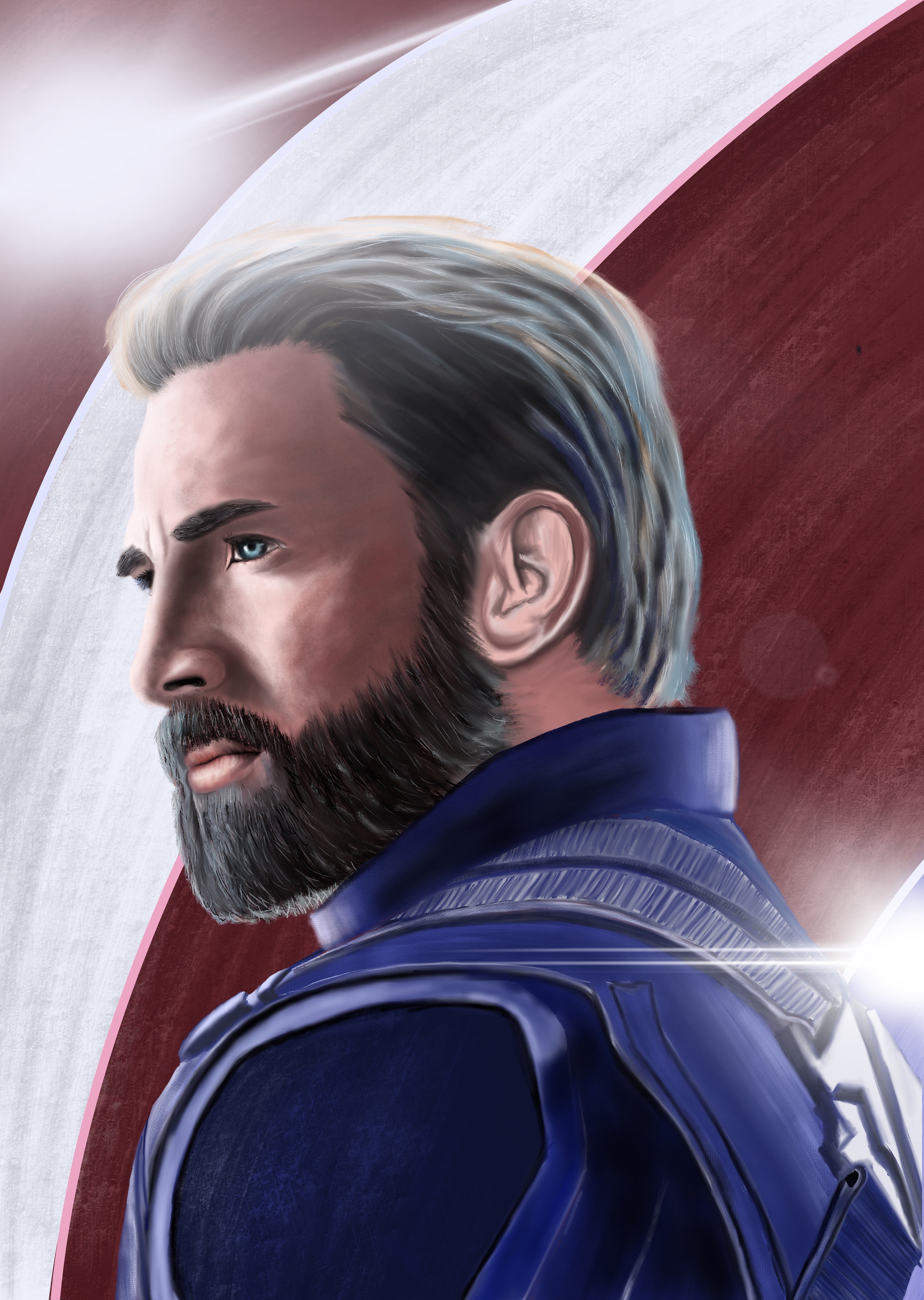 复仇者美国队长写实手绘头像