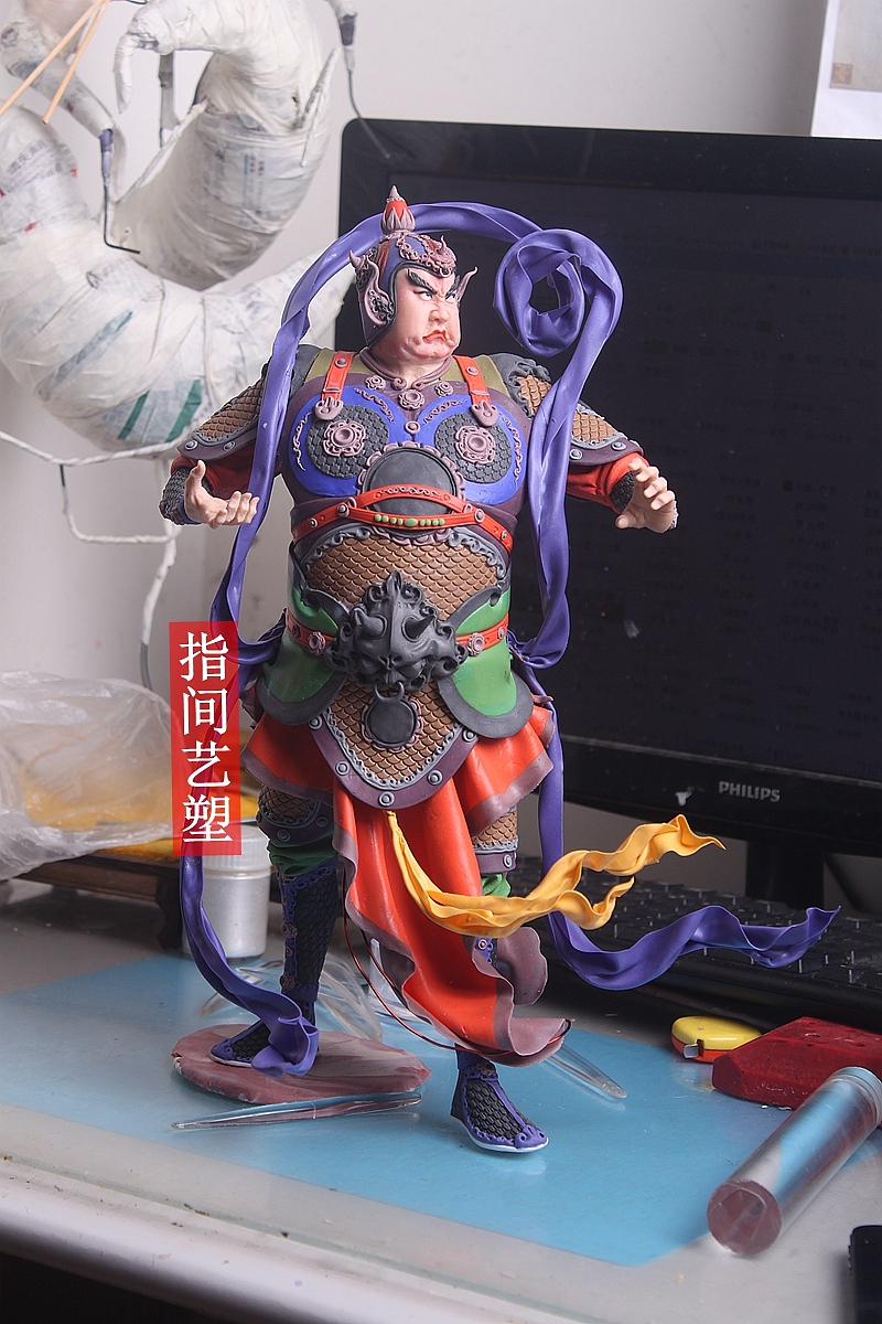 贺加贵面塑软陶(韦陀菩萨 )
