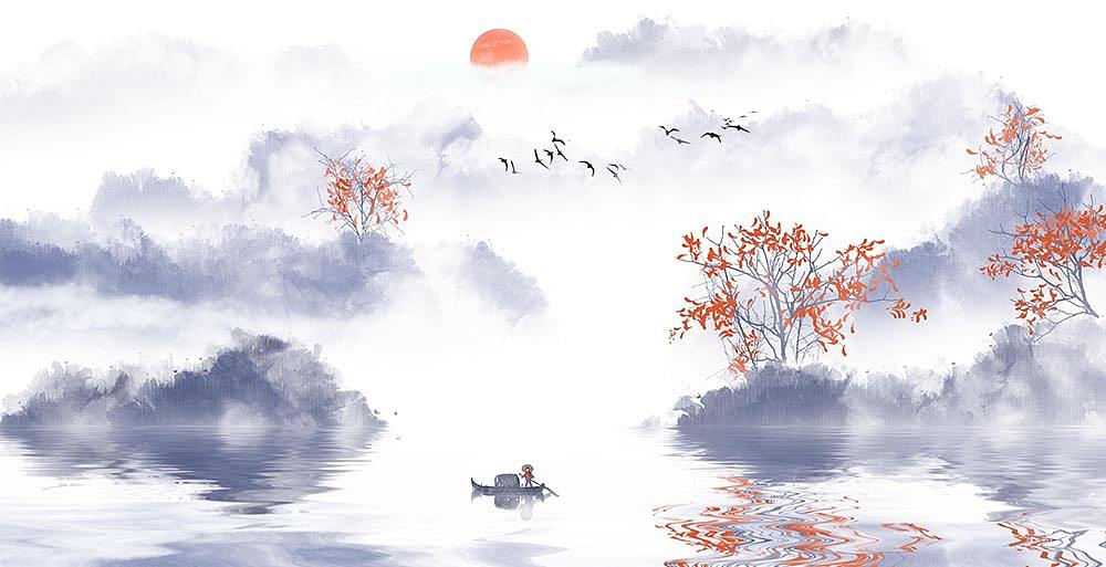 意境简约山水画（图ZMTk3NTAwMjU2） - 商业插画 - 站酷设计师心灵艺坊原创素材 - 站酷ZCOOL