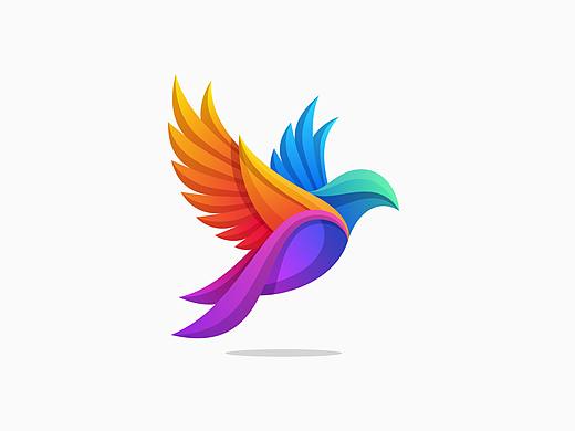 国外炫彩风格鸟logo标志AI素材
