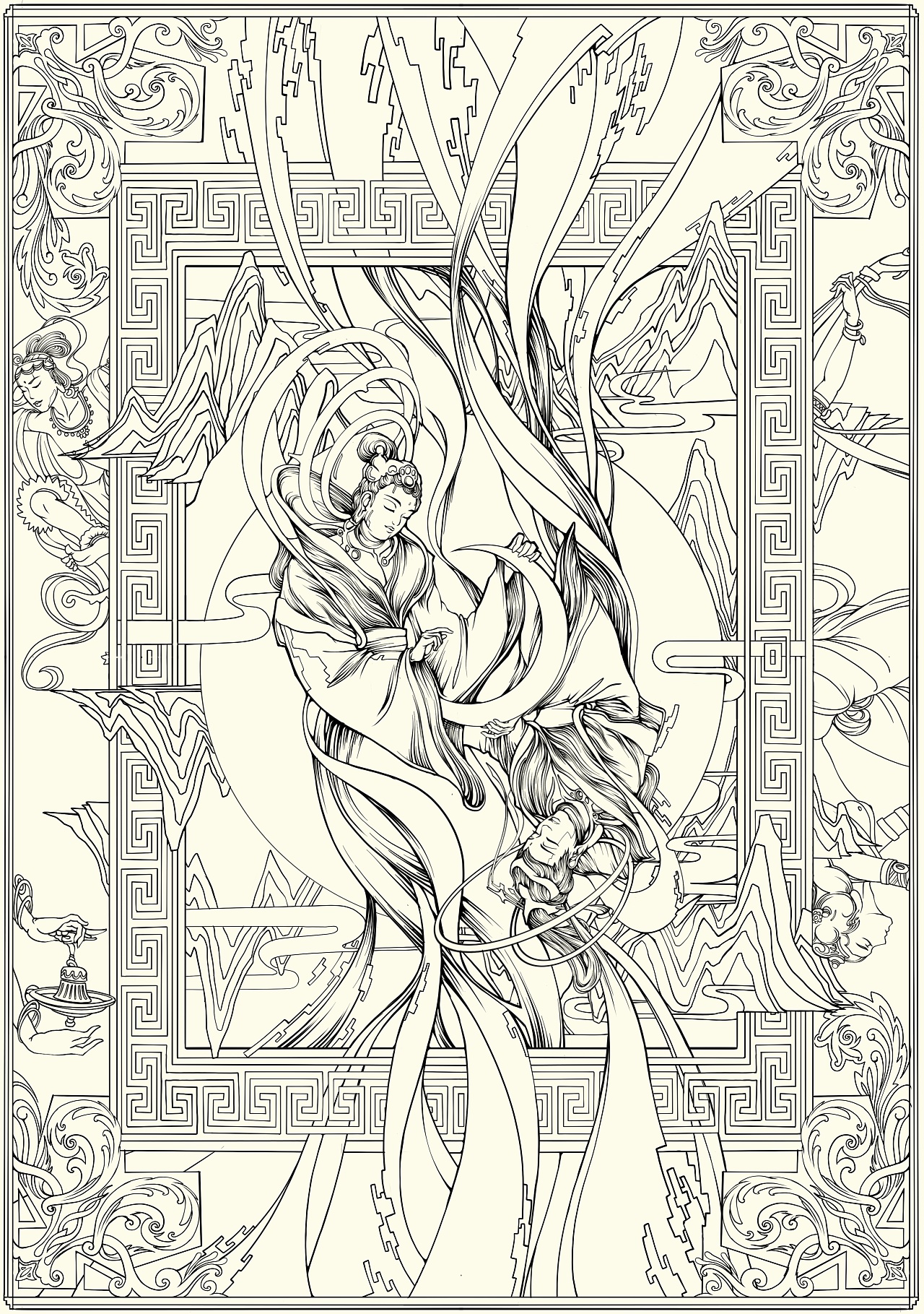 敦煌壁画挂毯设计插画