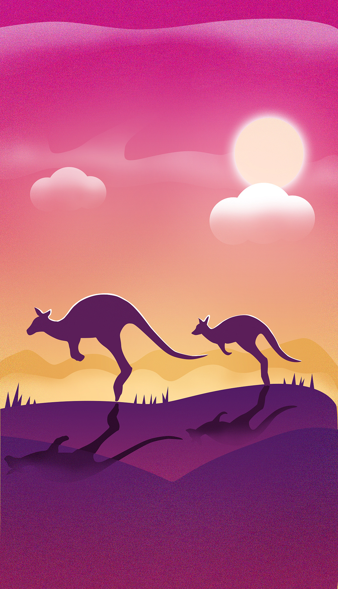 非洲袋鼠奔跑扁平插画(临摹练习)