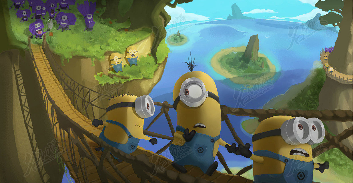 小黄人过悬崖吊桥|同人|小黄人|场景-场景原画作品图片素材广州