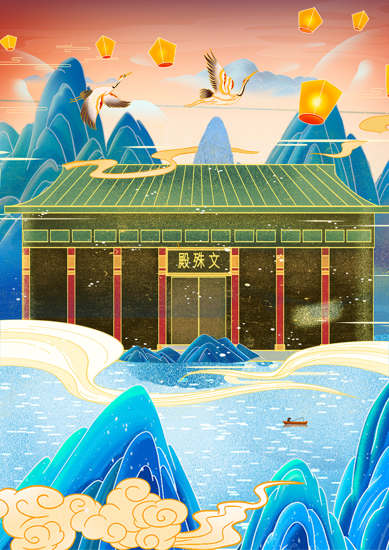 南海禅寺文创插画设计