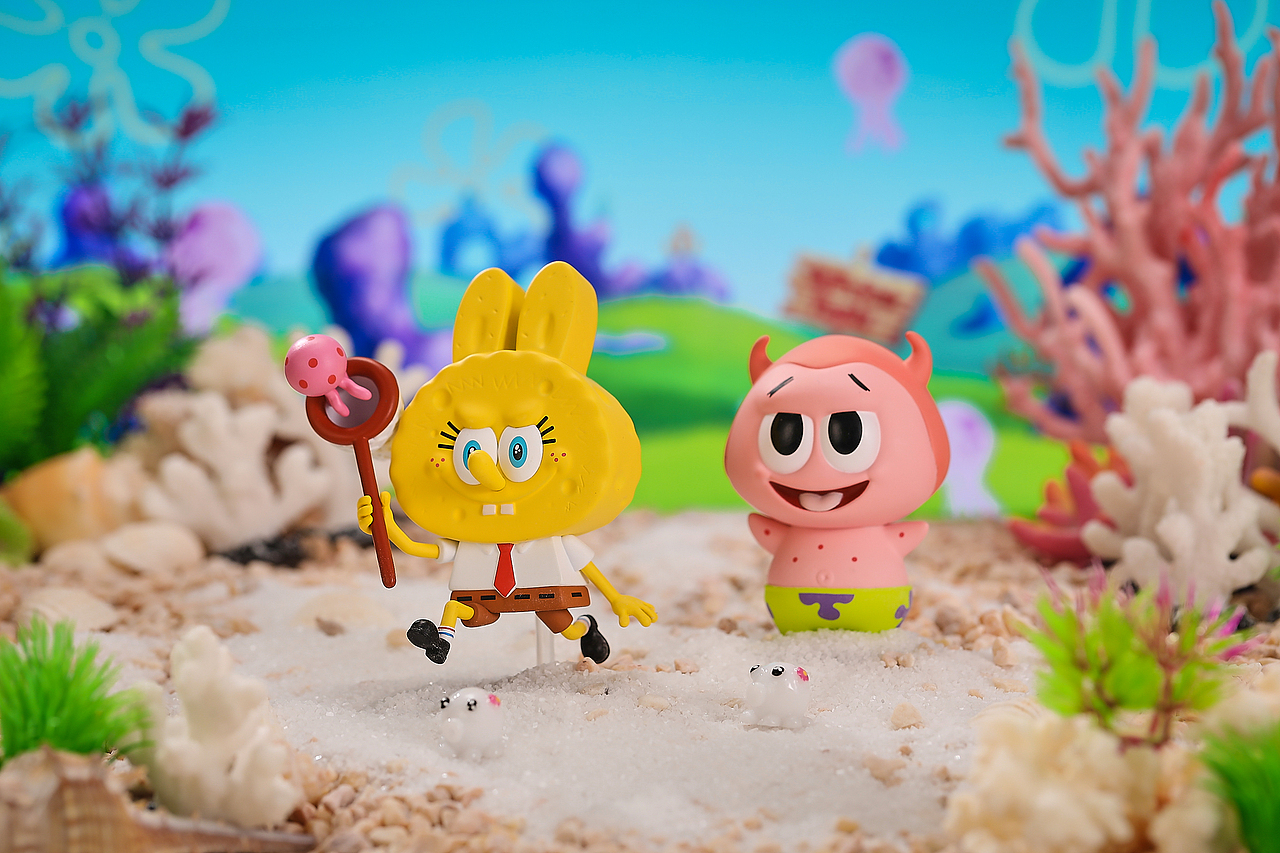 泡泡玛特×海绵宝宝labubu系列 盲盒摄影_盒气正视觉-站酷zcool