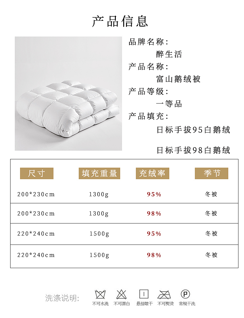 高端羽绒被详情页