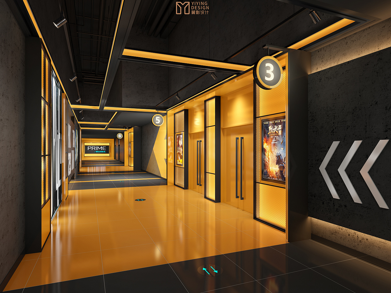 万达黄石影院┃电影院┃效果图|空间|商业空间设计|翼影表现官方账号