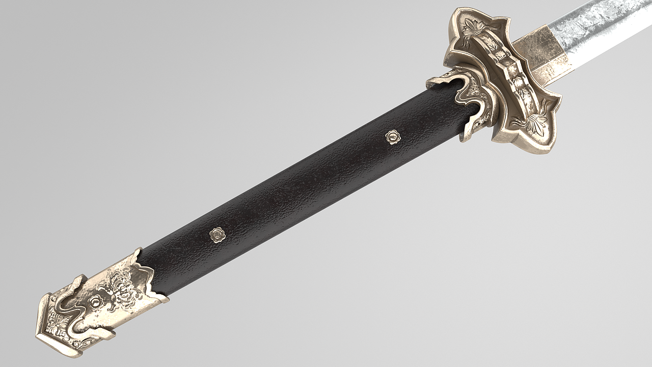 心中无女人,拔刀自然神——唐刀3d建模展示