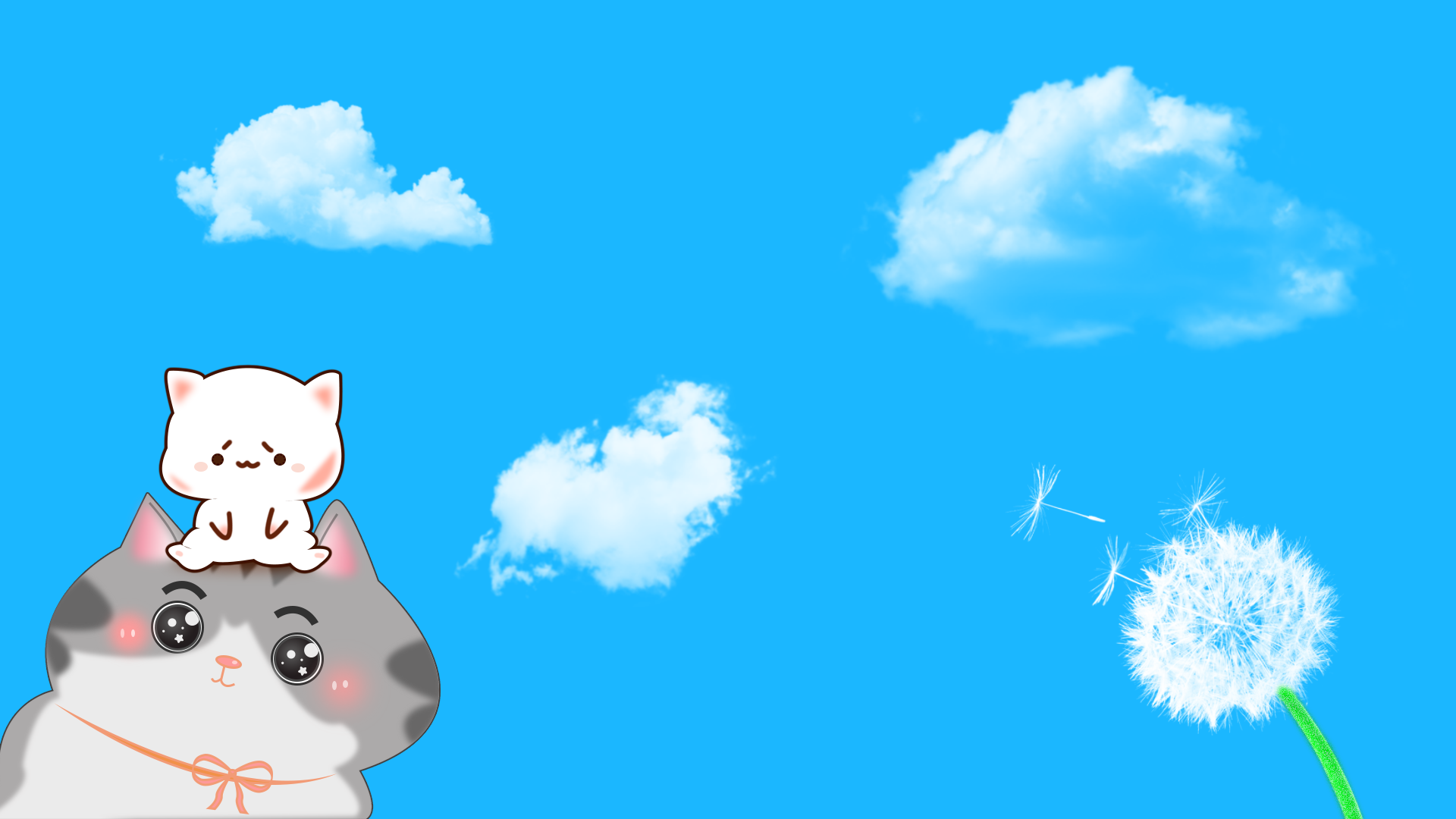 肥猫爱上蒲公英-壁纸锁屏设计