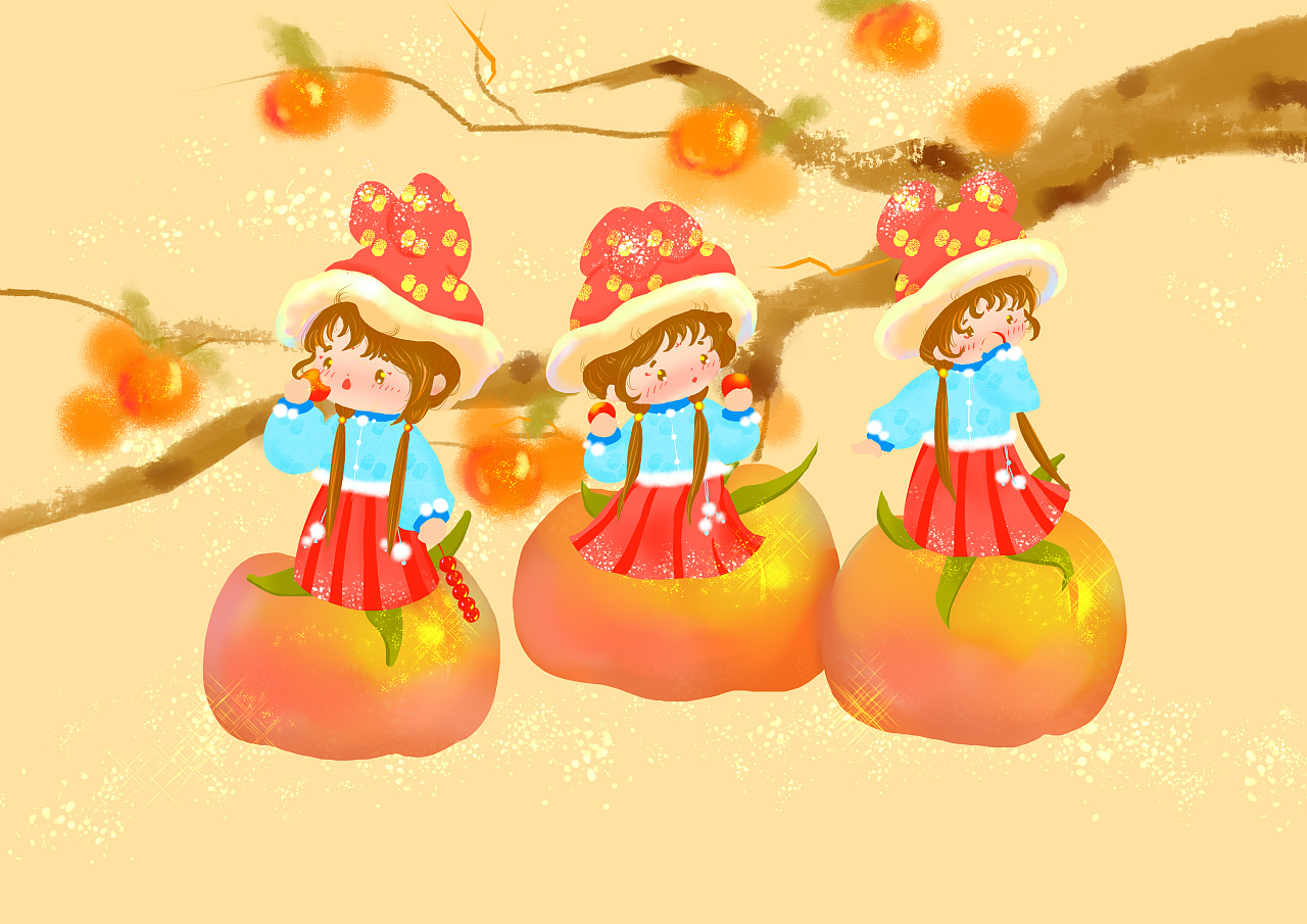 柿柿如意|插画|商业插画|是罗仔鸭 - 原创作品 - 站酷 (zcool)