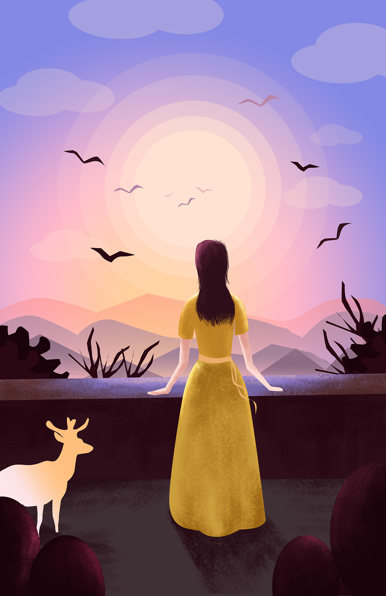 插画远方晚霞（图ZMTU5MDkwOTI0） - 创作习作 - 站酷设计师shejiwuya原创素材 - 站酷ZCOOL