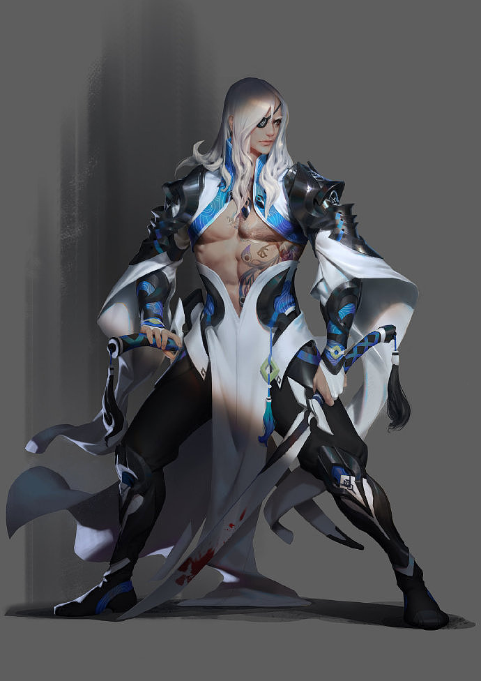 艺渡cg小站 白鹿 男刀客立绘|插画|游戏原画|艺渡cg小站_原创作品