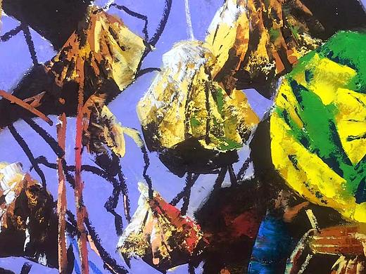 近期的一些油画棒荷塘