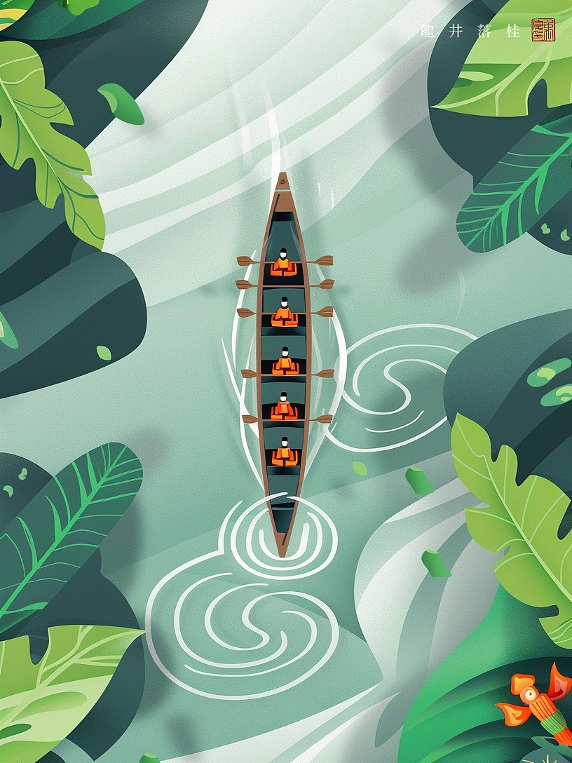 端午插画 | 家乡的赛龙舟