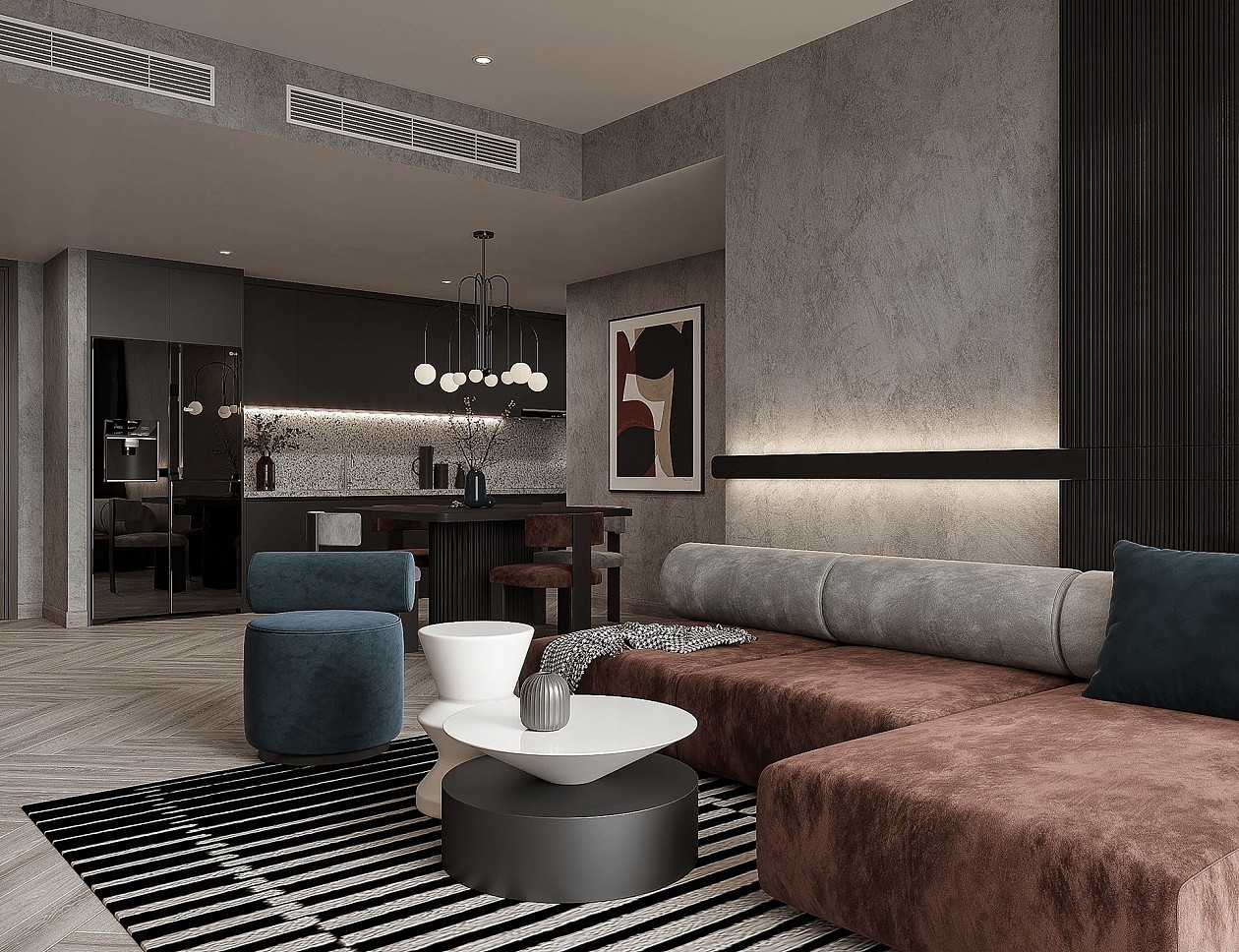 质感超强深色系住宅|空间|家装设计|效果图小静 - 原创作品 - 站酷