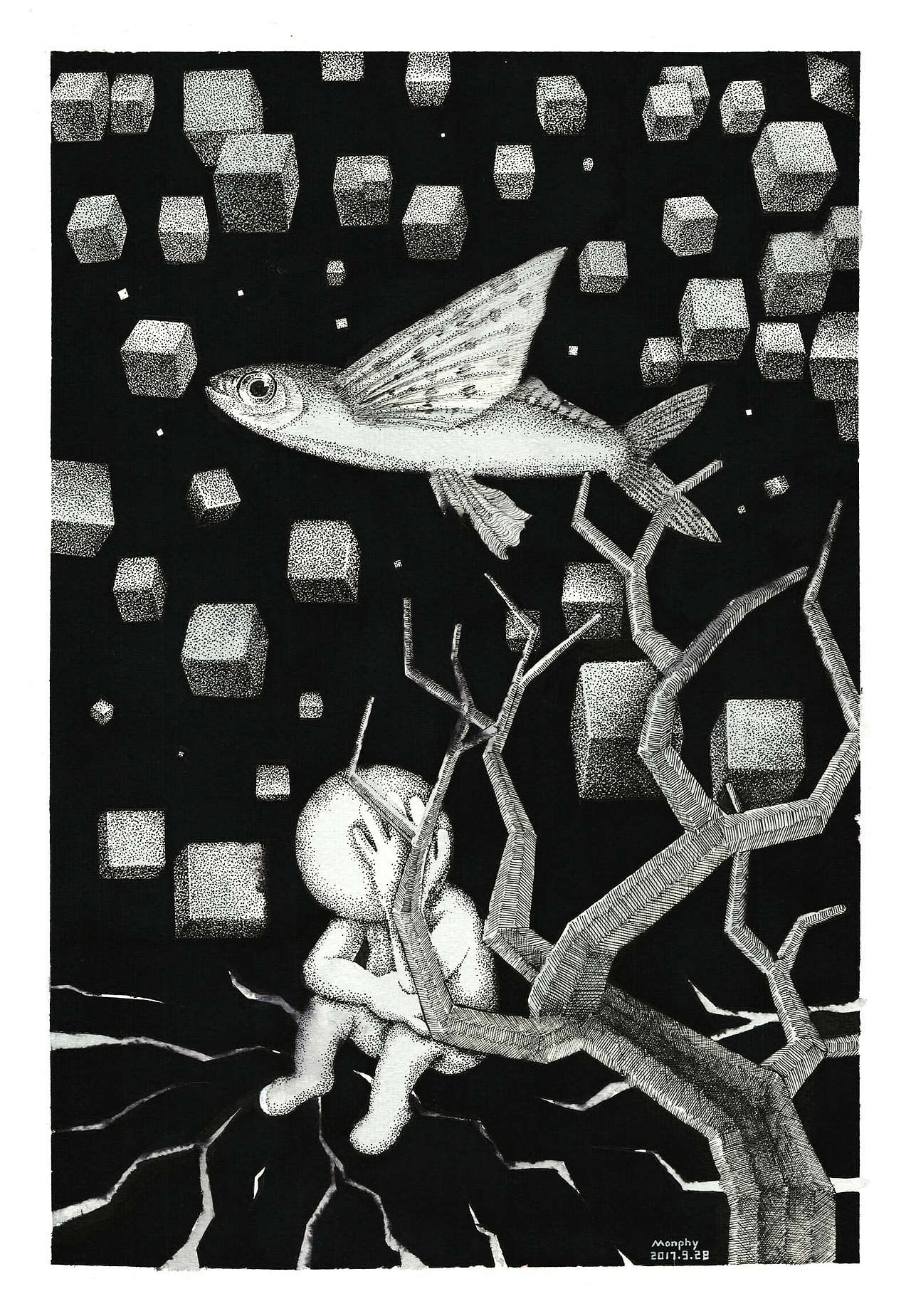 [黑白插画] 造梦系列 Dream Making Series（图ZMTI2MjUxNTI0） - 艺术插画 - 站酷设计师莫非视界原创素材 - 站酷ZCOOL