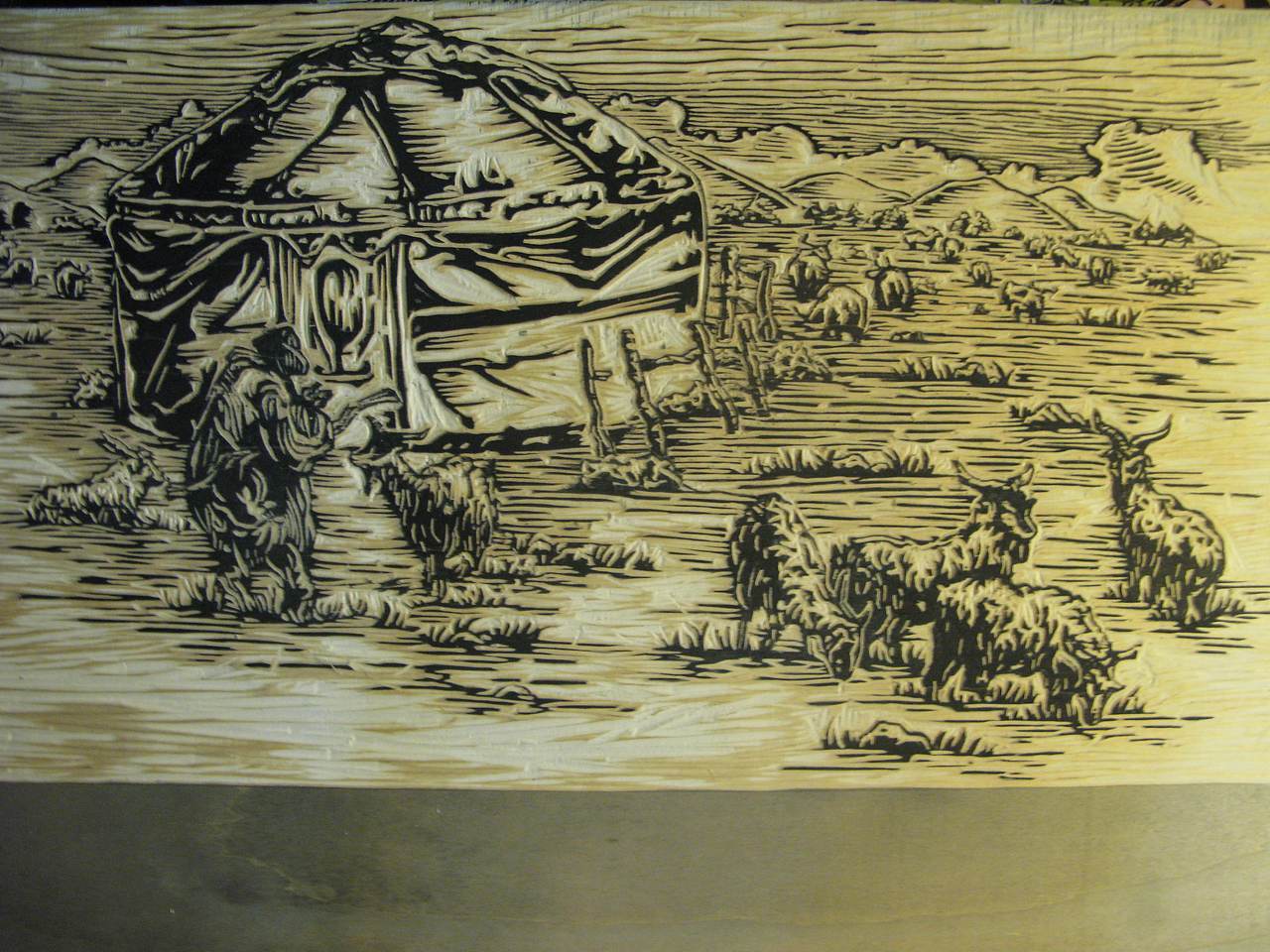 牧羊图木刻版画（图ZNjgzNzc5NDQ=） - 创作习作 - 站酷设计师色盲画匠原创素材 - 站酷ZCOOL