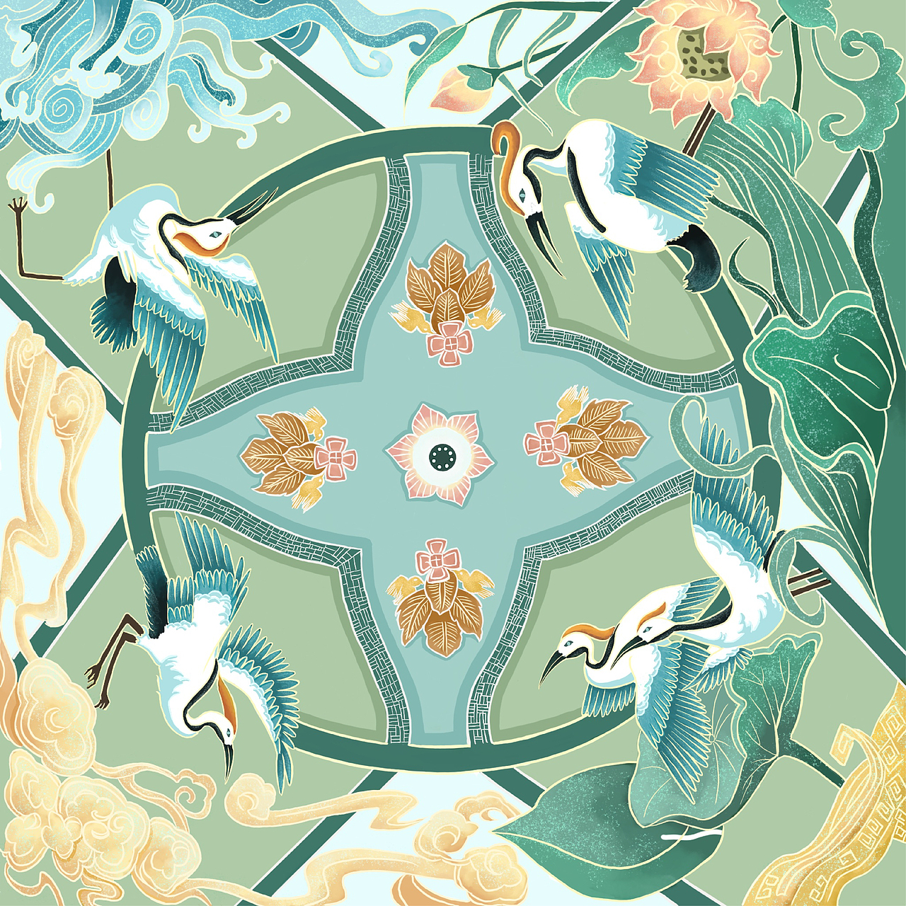 《莲中鹭》插画—上海博物馆文物文创衍生品