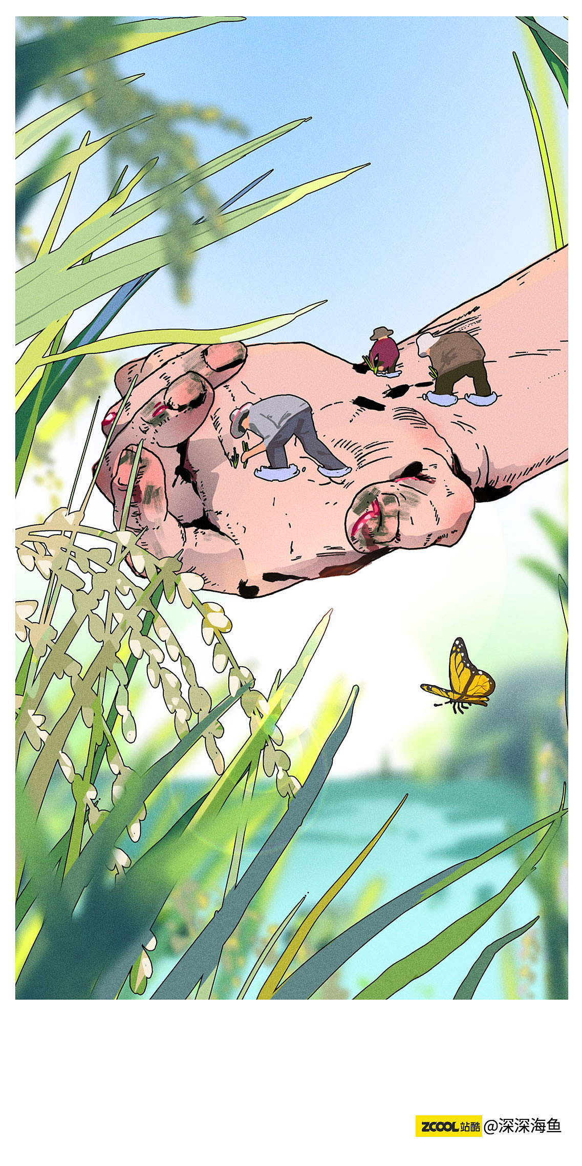 勞動節(jié)五一節(jié)插畫微信稿農(nóng)民教師環(huán)衛(wèi)工人（圖ZMjA2MzY5OTA4） - 商業(yè)插畫 - 站酷設(shè)計師深海莎原創(chuàng)素材 - 站酷ZCOOL