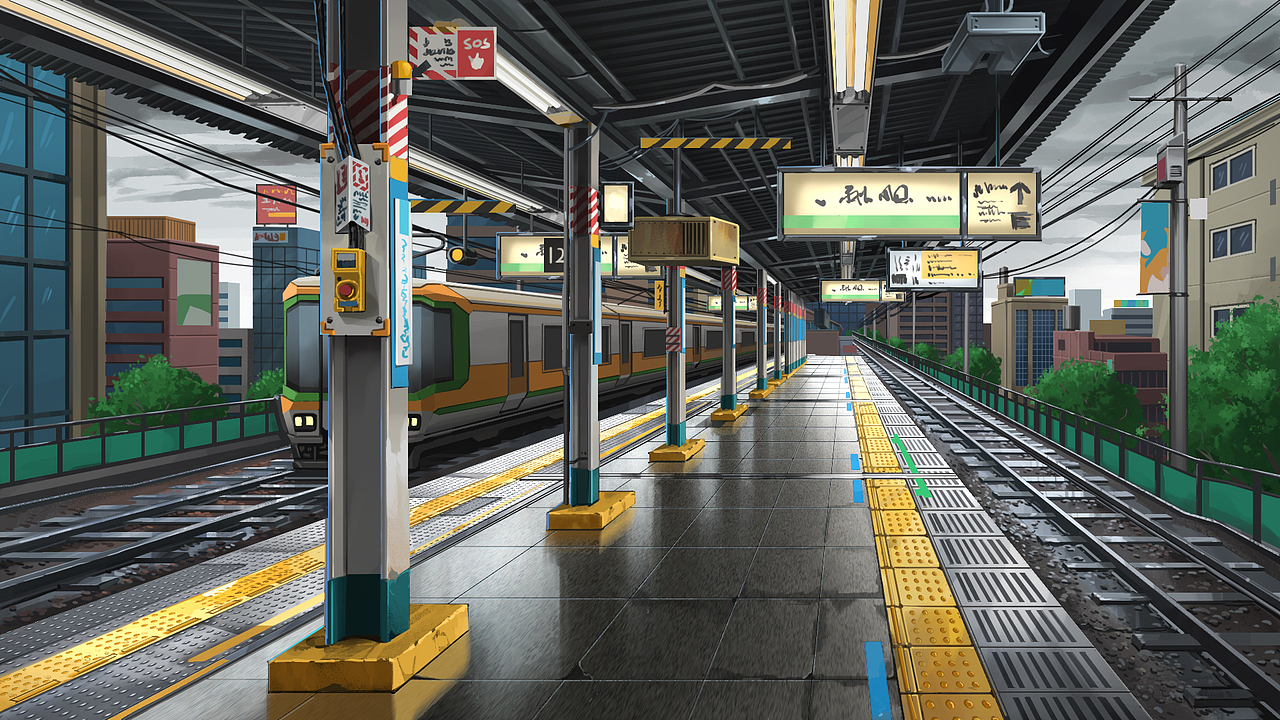 雨天的车站|插画|游戏原画|行之lv_原创作品-站酷zcool