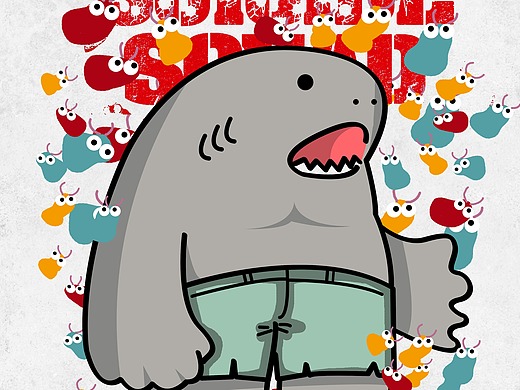 x特遣队#鲨鱼王 卡通插画