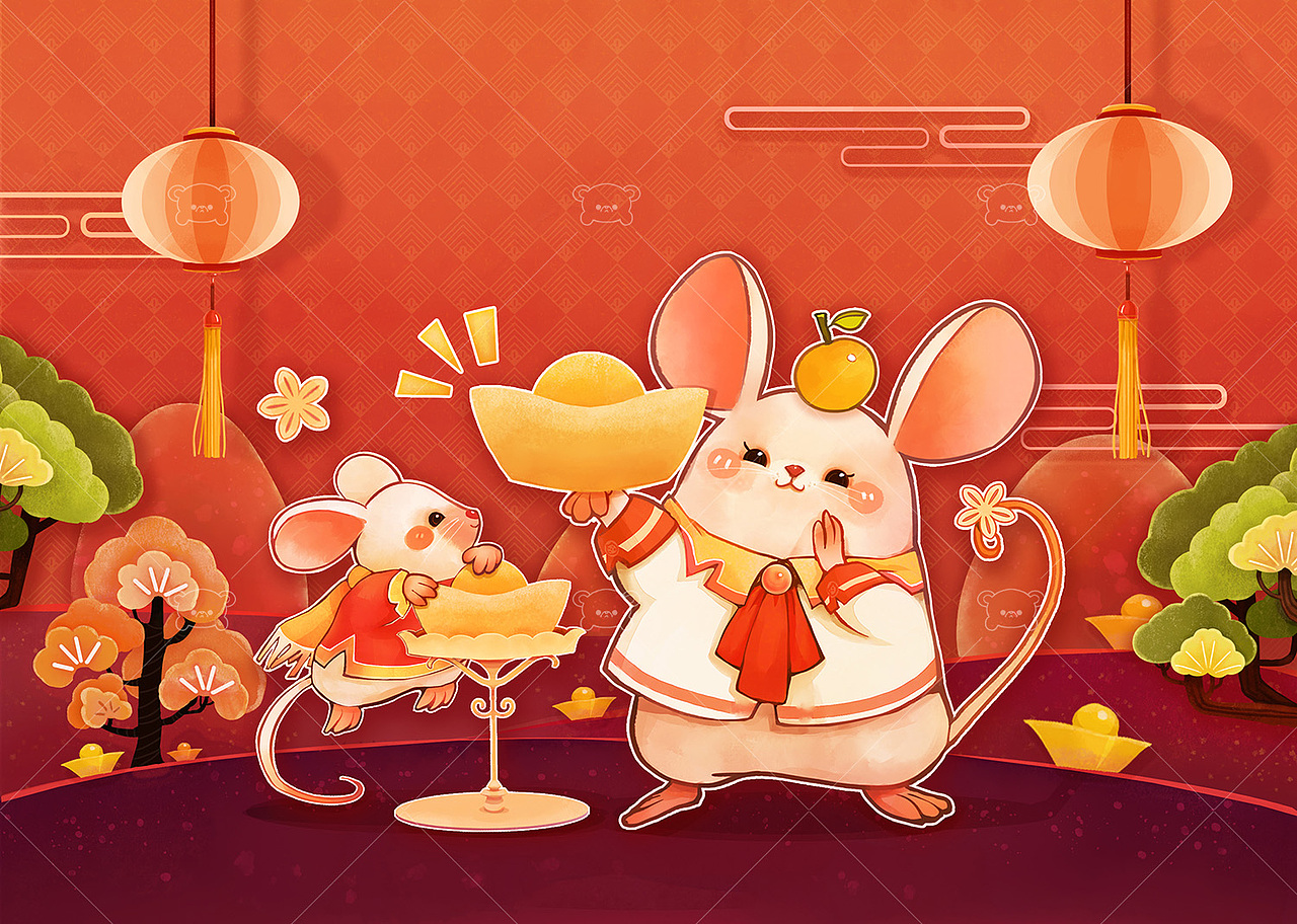 一组鼠年新年插画（图ZMTg5Mzc4NjY0） - 艺术插画 - 站酷设计师Amier加熊子原创素材 - 站酷ZCOOL