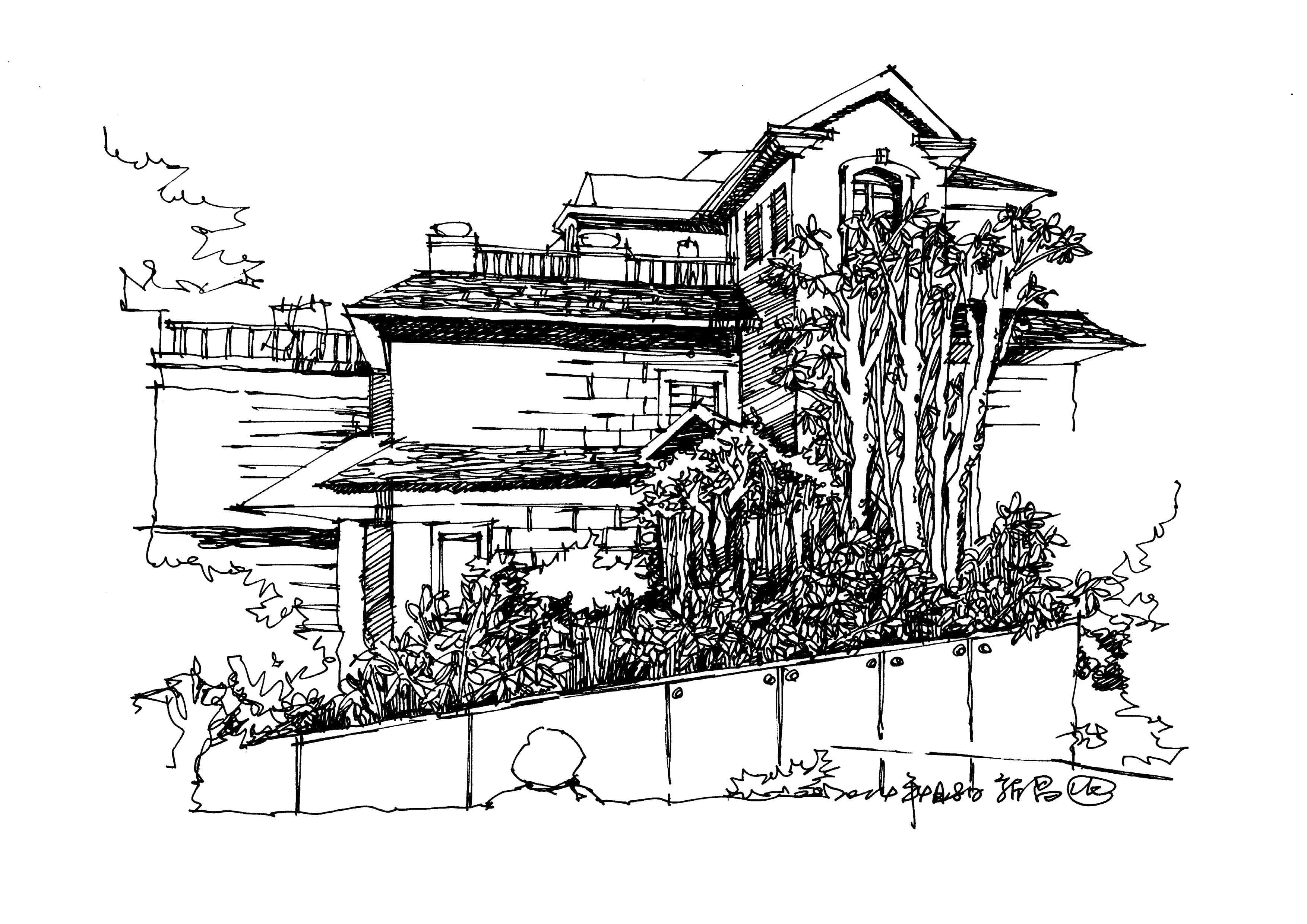 达尔雅瓦别墅手绘图片