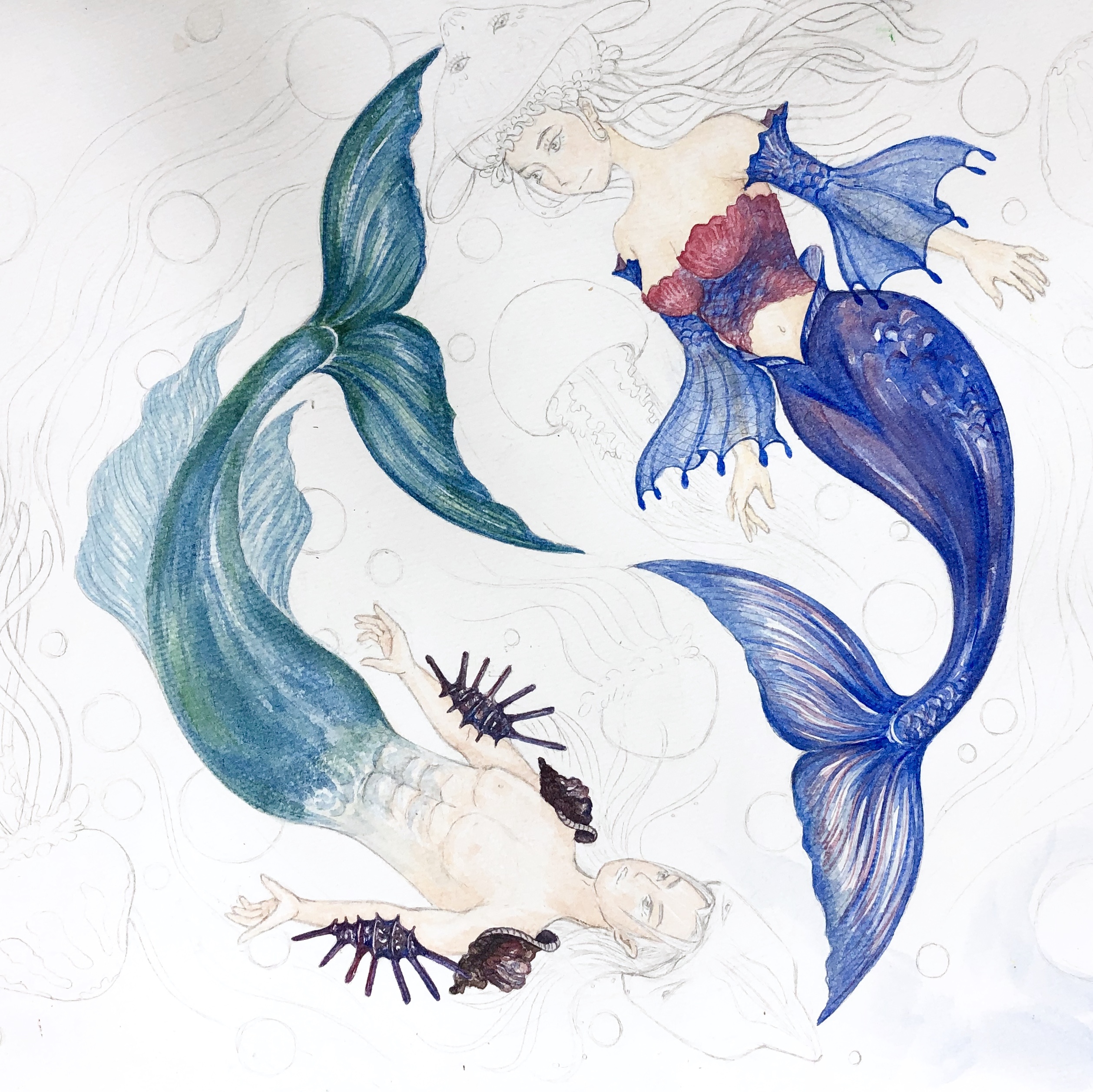 双鱼系美人鱼图