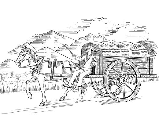 人民币风插画线稿 