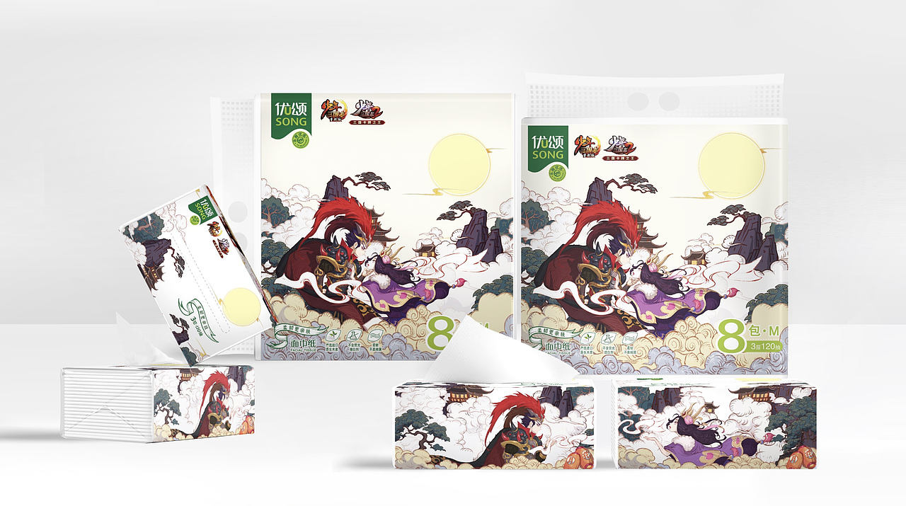 少年三國志與永輝合作包裝紙巾 呂布與貂蟬cp套裝（圖ZMjI2NzA3NTY0） - 包裝 - 站酷設計師angelalalala原創(chuàng)素材 - 站酷ZCOOL