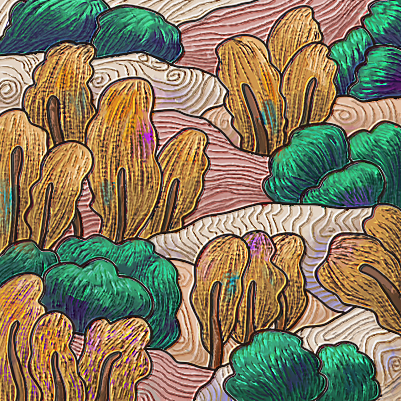 梵高部落-装饰纹样插画设计