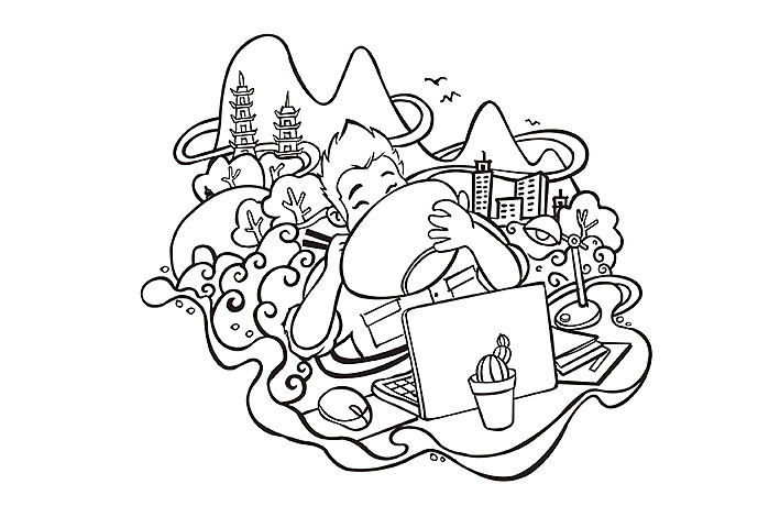 桂林米粉商业插画