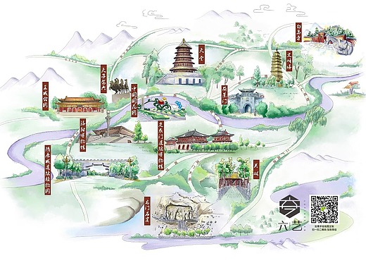 东钱湖国家旅游度假区手绘地图景区导览分布图卡通清新