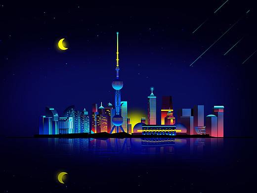 渐变城市夜景-百图记毕业设计
