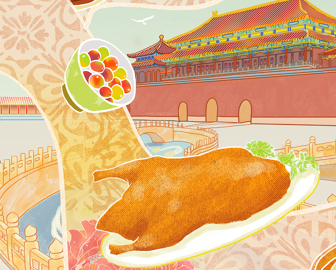 烤鸭回宫商业插画（图ZMjE4NTA0NDM2） - 商业插画 - 站酷设计师方醒醒原创素材 - 站酷ZCOOL