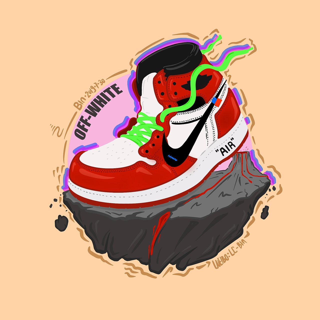 Nike球鞋插画（图ZMTY5NTkzODYw） - 新锐潮流插画 - 站酷设计师Bin仔啦原创素材 - 站酷ZCOOL