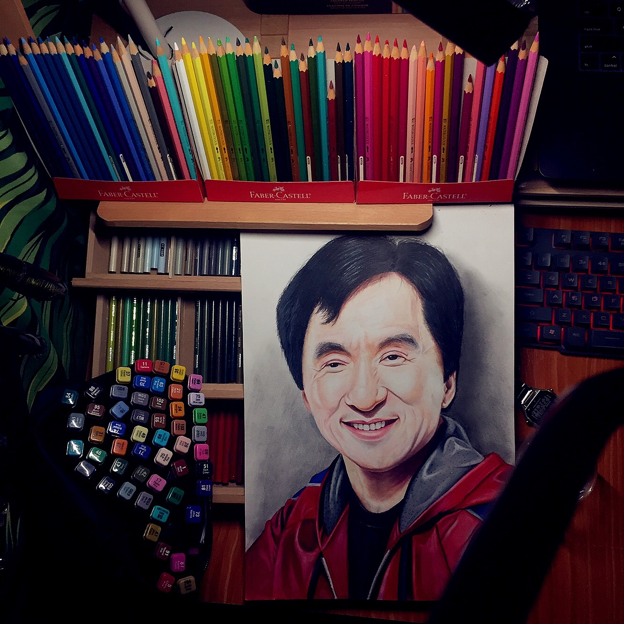 彩铅～成龙(jackie chan)|插画|艺术插画|kerwin24_原创作品-站酷