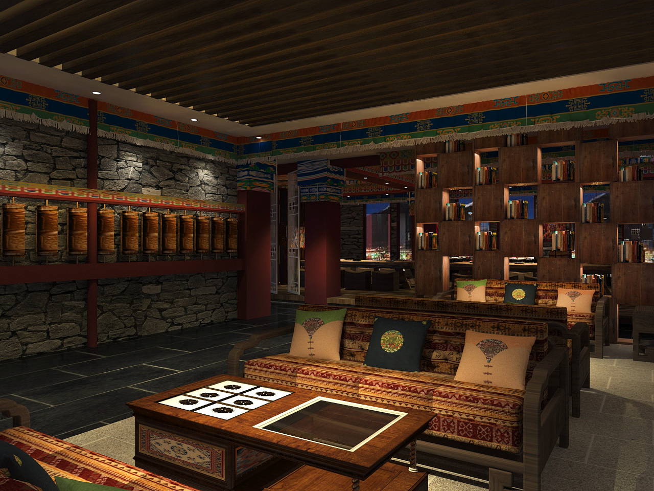 1992效果图--藏族风格餐厅|空间|家装设计|1992效果图汉堡 - 原创作品 - 站酷 (ZCOOL)