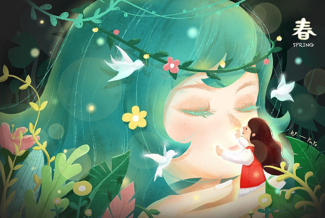 插画 迎接春天