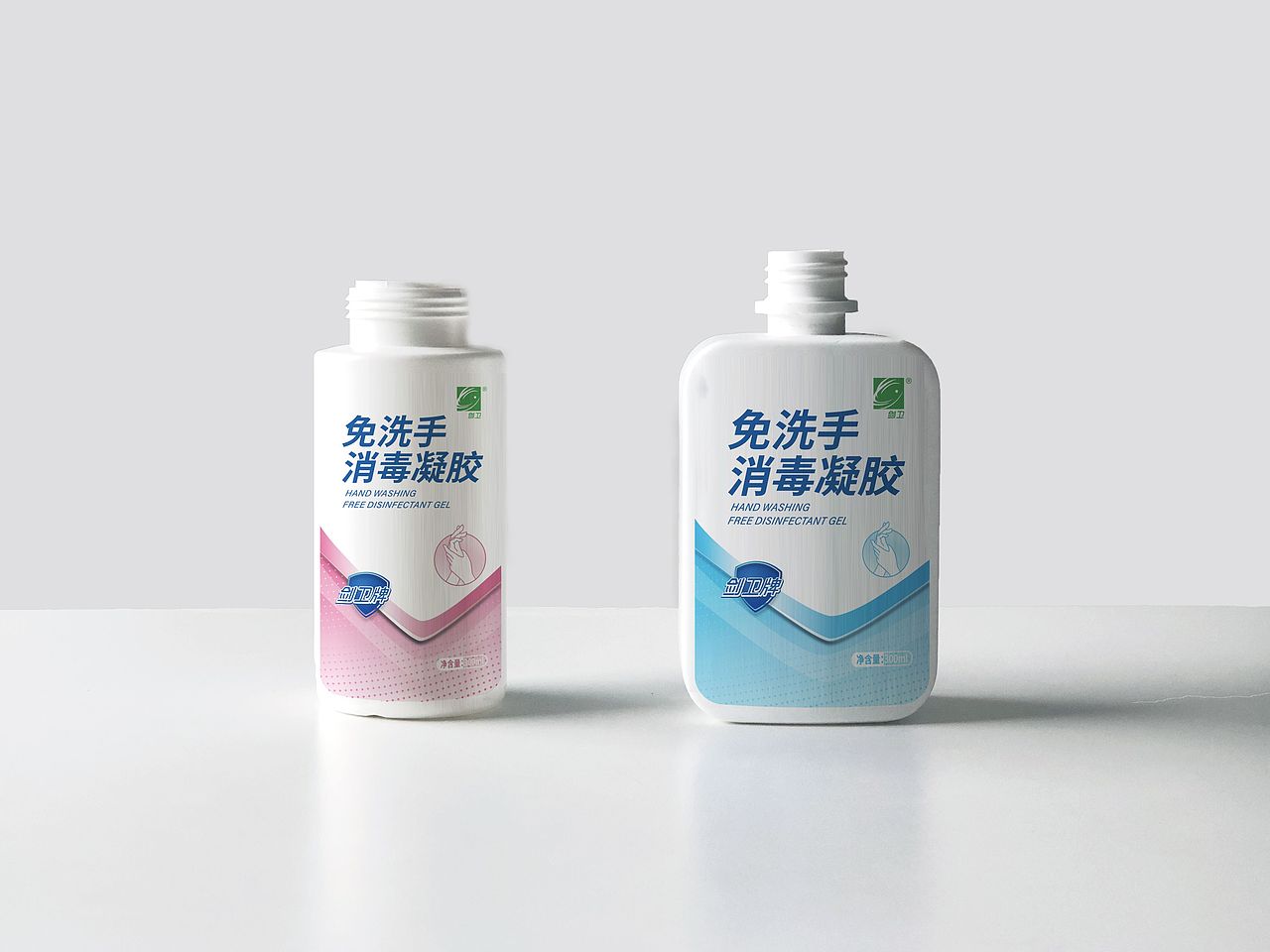剑卫牌洗手液包装设计外包装盒洗手液瓶型设计展示